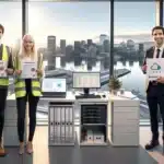 Diverse norwegian professionals show certifications in a modern oslo office