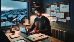 Norwegian professional studying online planning a career change with targeted courses