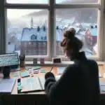 Norwegian student planning study week with calendar smart goals and pomodoro timer